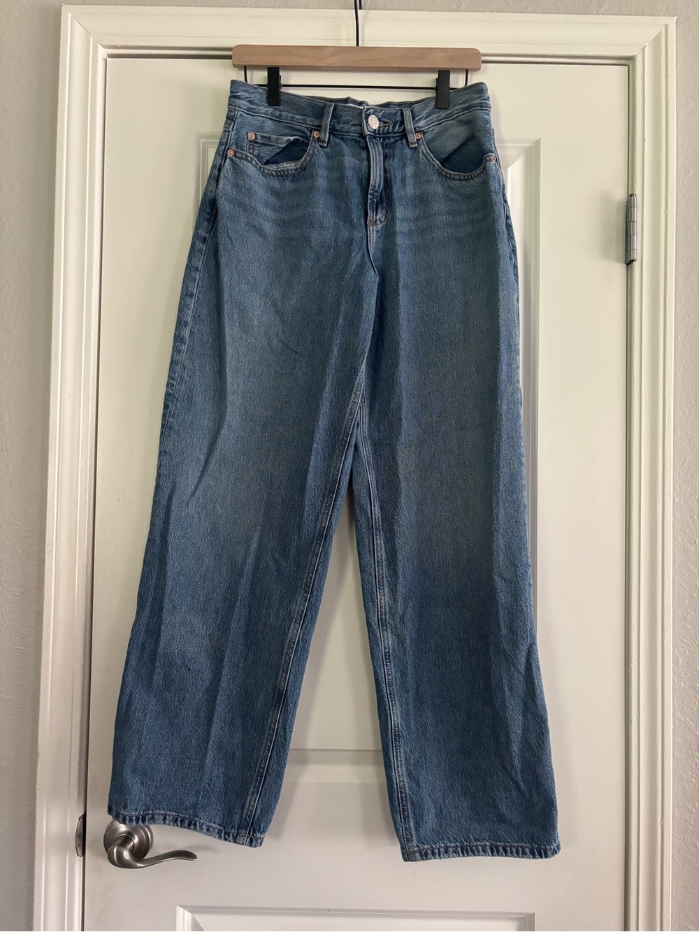 Garage Denim Low Rise Baggy Wide Leg Blue Wash Jeans Size 26/03